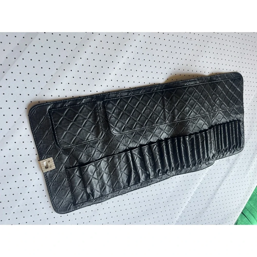 gbh Cosmetics Quilted Makeup Brush Roll Black Faux Leather Case